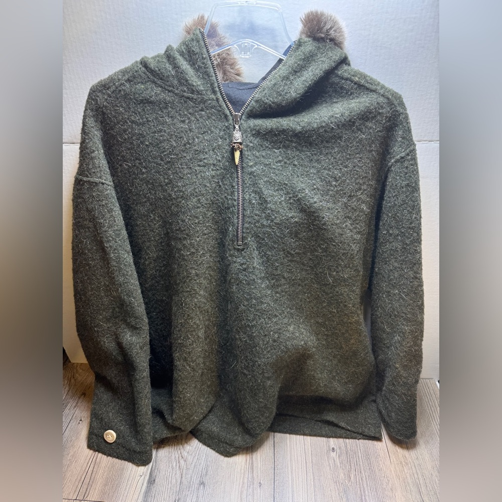 Fjall Wool Pullover Sweater Jacket Medium Green F… - image 1